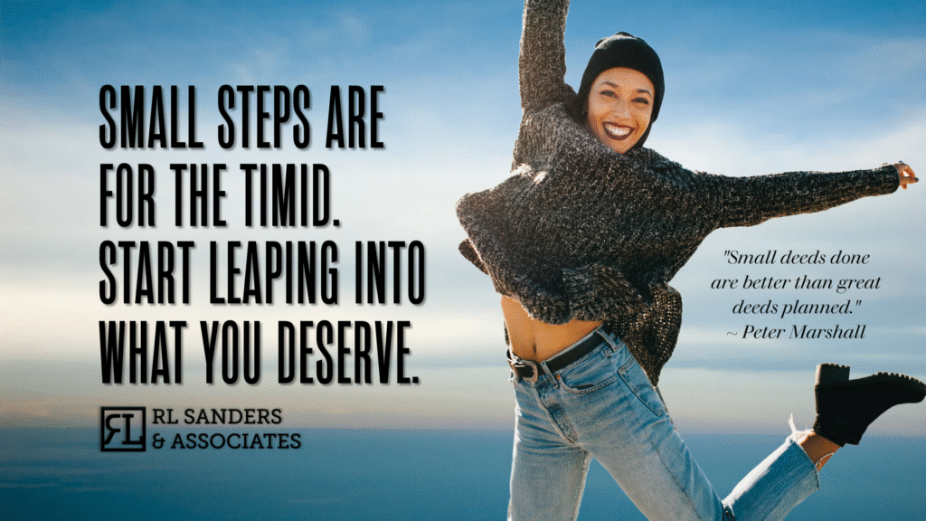 woman leaping forward with confidence