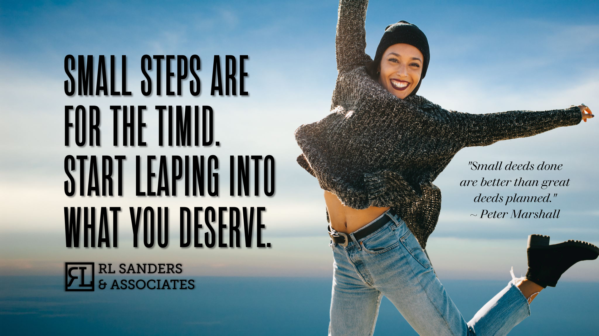 woman leaping forward with confidence